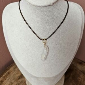 Clear Aura Rainbow Quartz Boho Necklace Handmade